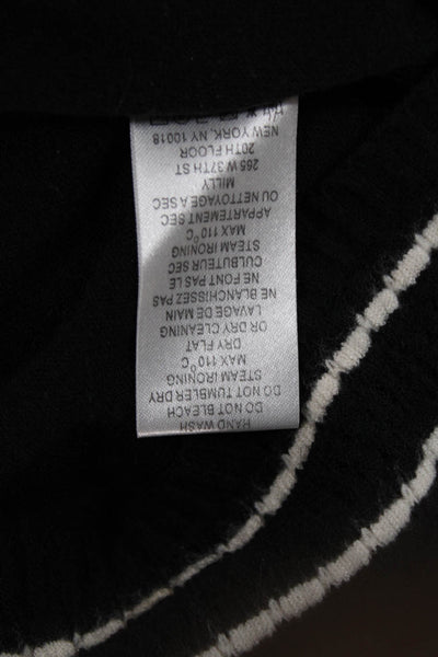 Milly Women Black Striped Pullover Sweater 3/4 Sleeve Designer Size L