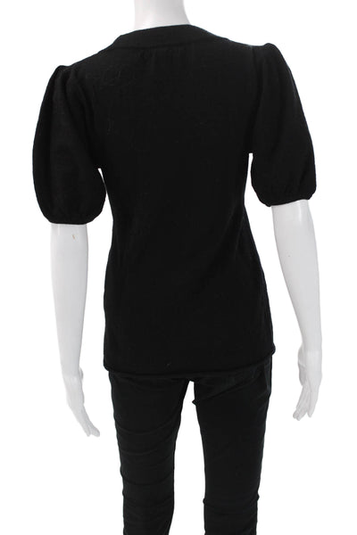 Rebecca Taylor Womens Black 100% Wool Round Neck Basic Blouse Size M
