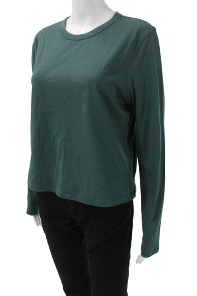 Lululemon Womens Basic Cotton Green Crew Neck Long Sleeve T-Shirt Size 4