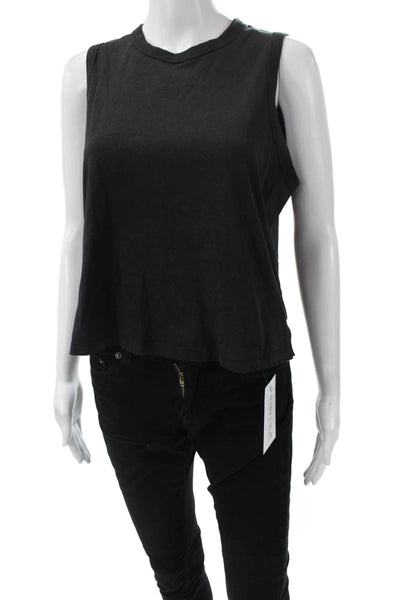 Lululemon Women Black Cotton Basic Crew Neck Zip Tank Size 2