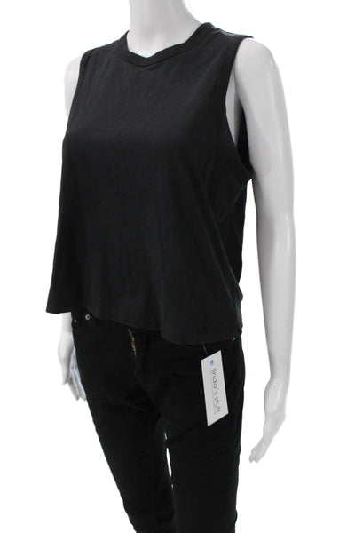 Lululemon Women Black Cotton Basic Crew Neck Zip Tank Size 2