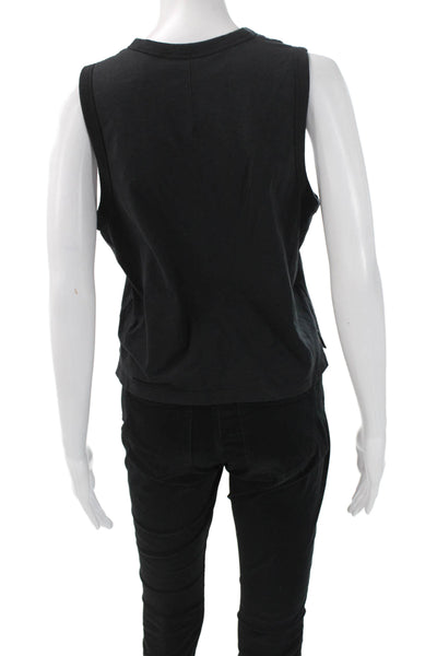 Lululemon Women Black Cotton Basic Crew Neck Zip Tank Size 2