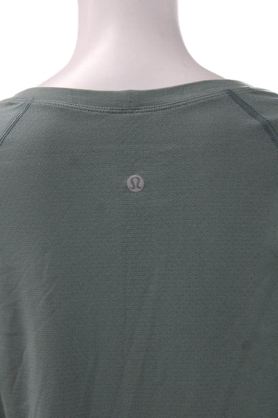 Lululemon Womens Basic Crew Neck Long Sleeve T Shirt Green Nylon Size 10