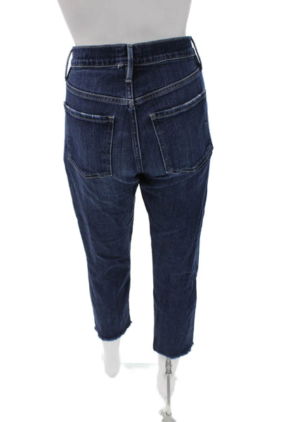 Frame Women Dark Blue Mid Rise Boyfriend Cropped Jeans Size 25