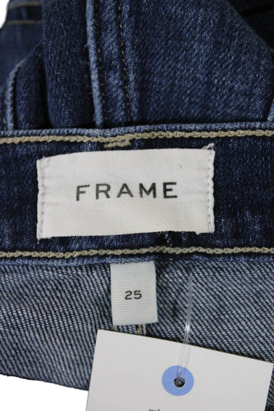 Frame Women Dark Blue Mid Rise Boyfriend Cropped Jeans Size 25