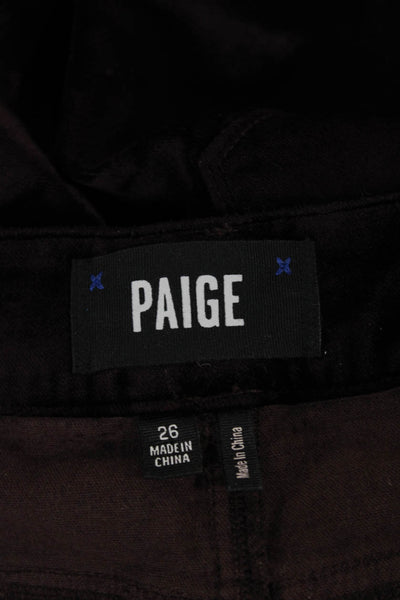Paige Women Ankle Pants Black Button Cotton Rayon Spandex Size 26
