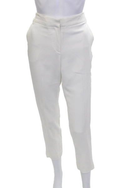 Ramy Brook Women White Cropped Ankle Dress Pants Hook & Eye 26in Size 6