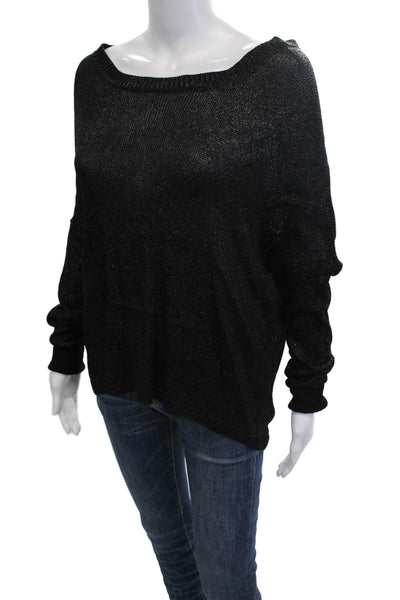 Vince Women Pullover Sweater Black Rayon Long Sleeve Round Neck Size M