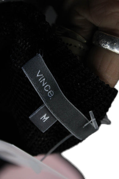Vince Women Pullover Sweater Black Rayon Long Sleeve Round Neck Size M