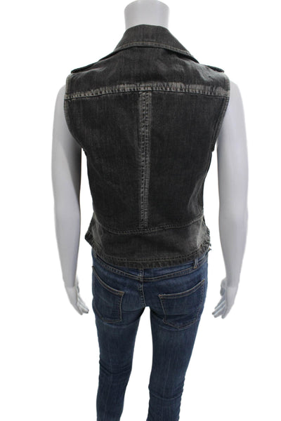 Truth & Pride Women Biker Vest Dark Gray Buckle Cotton Size L