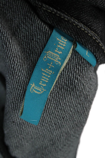Truth & Pride Women Biker Vest Dark Gray Buckle Cotton Size L