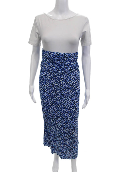 Laundry by Shelli Segal Women Blue Geometric Viscose Maxi Skirt Size S