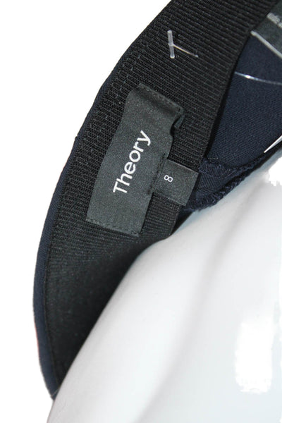 Theory Women Ankle Dress Pants Dark Blue Cotton Zip Inseam 27 Size 28