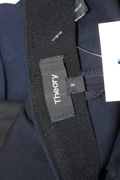 Theory Women Ankle Dress Pants Dark Blue Cotton Zip Inseam 27 Size 28