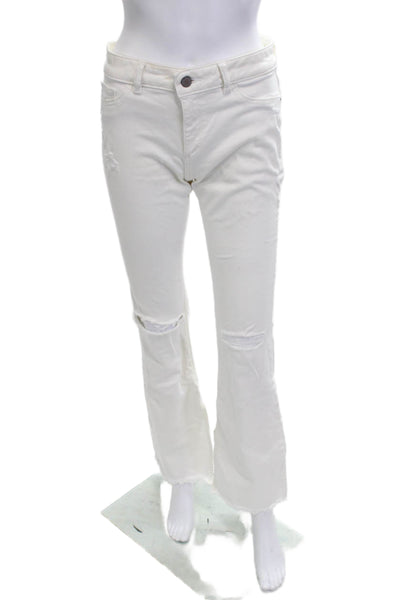 DL 1961 Women Bootcut Flared Jeans White Size 28