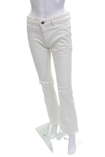 DL 1961 Women Bootcut Flared Jeans White Size 28