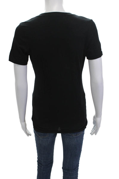 Cotton Citizen Women Black V-Neck Short Sleeve T-Shirt Supima Modal Size S