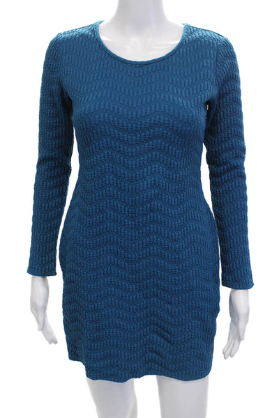 Shoshanna Womens Blue Long Sleeve Sweater Dress Knee Length Size 2