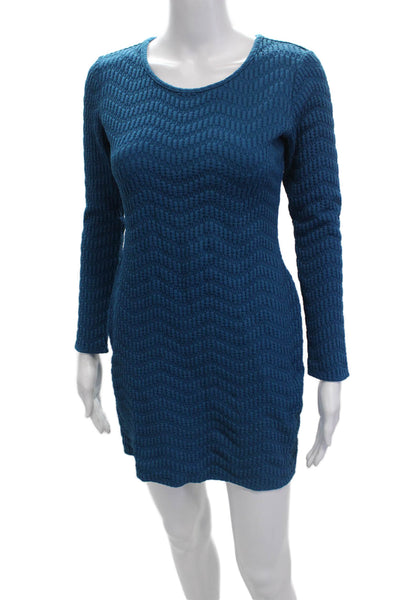 Shoshanna Womens Blue Long Sleeve Sweater Dress Knee Length Size 2