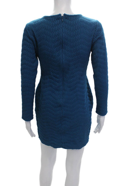 Shoshanna Womens Blue Long Sleeve Sweater Dress Knee Length Size 2