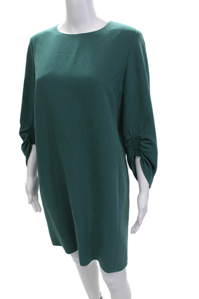 Lafayette 148 New York Womens Shift Dress Green Long Sleeve Knee Length Size 10