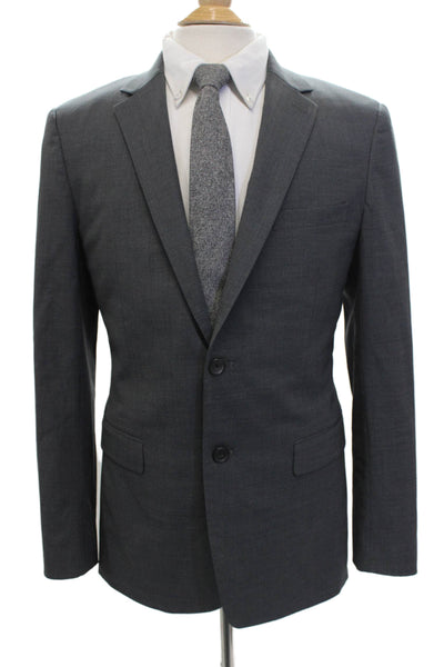 Theory Mens Dark Gray Virgin Wool Suit Jacket Button Size 40