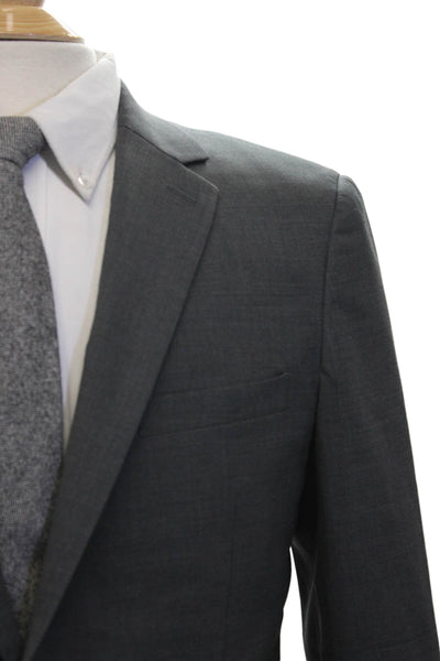Theory Mens Dark Gray Virgin Wool Suit Jacket Button Size 40