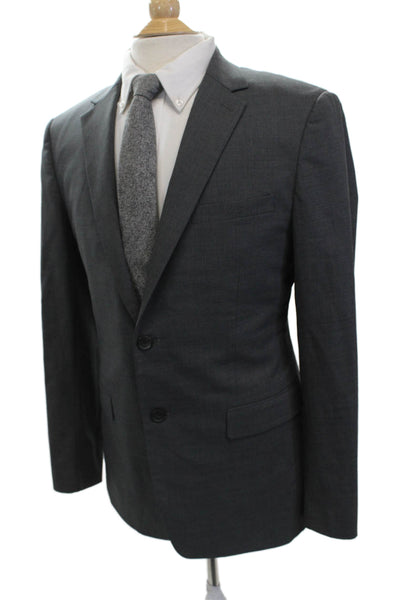 Theory Mens Dark Gray Virgin Wool Suit Jacket Button Size 40