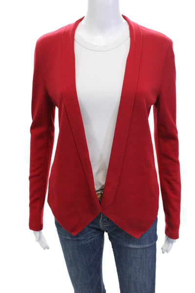 Akris Punto Womens Cardigan Red Wool Blend Long Sleeve Size 4
