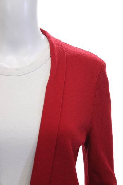Akris Punto Womens Cardigan Red Wool Blend Long Sleeve Size 4