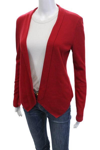 Akris Punto Womens Cardigan Red Wool Blend Long Sleeve Size 4