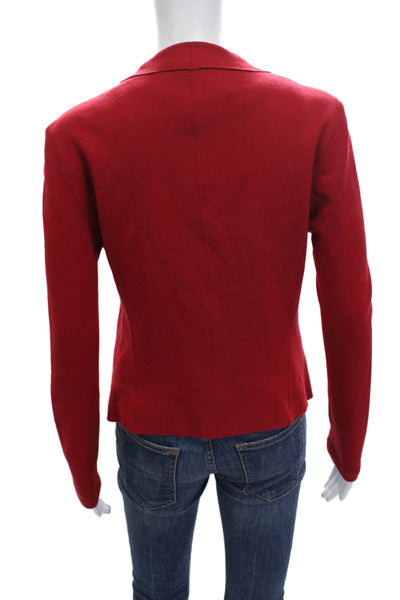 Akris Punto Womens Cardigan Red Wool Blend Long Sleeve Size 4