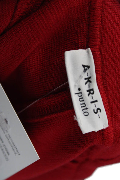 Akris Punto Womens Cardigan Red Wool Blend Long Sleeve Size 4