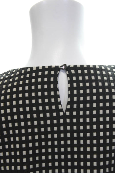 J. Mclaughlin Womens Black Geometric Round Neck 3/4 Sleeve Basic Blouse Size XS