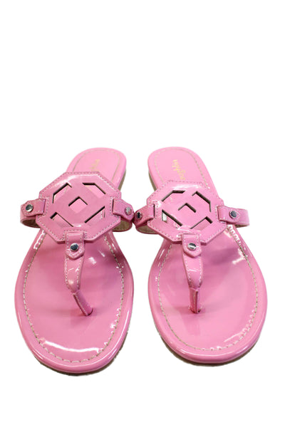 J. Mclaughlin Women's Lucy Patent Leather Thong Sandals Pink Size 7
