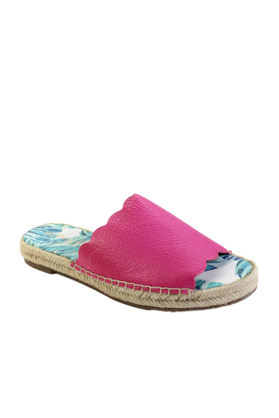 J. Mclaughlin Women's Scallop Edge Espadrille Slide Sandals Pink Size 8