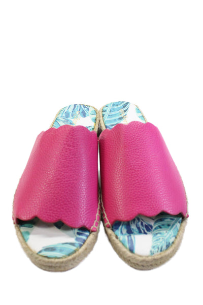J. Mclaughlin Women's Scallop Edge Espadrille Slide Sandals Pink Size 8
