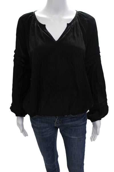 Entro Women Bohemian Black V-Neck Long Sleeve Blouse Size M