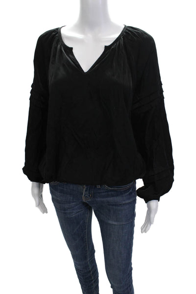 Entro Women Bohemian Black V-Neck Long Sleeve Blouse Size M