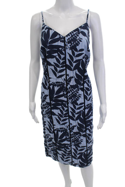 Banana Republic Women Slip Dress Dark Blue Floral V-Neck Midi Size 14