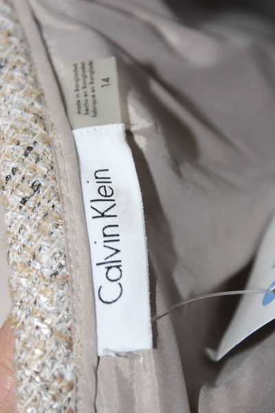 Calvin Klein Womens Straight Pencil Skirt Beige Size 14