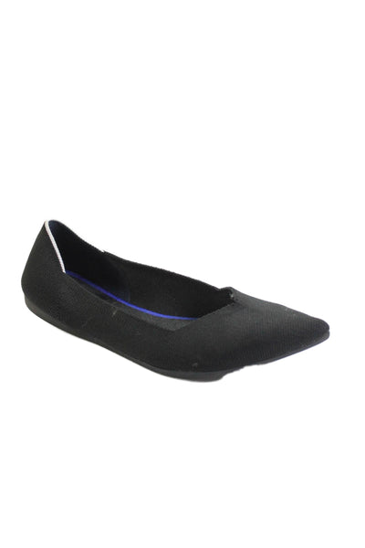 Rothys Womens Woven Slip On Pointed Toe Flats Black Size 8