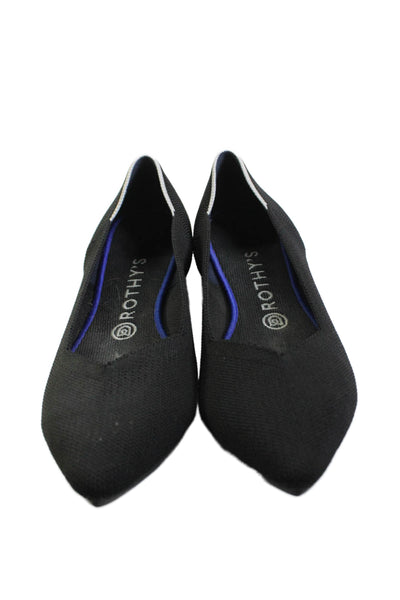 Rothys Womens Woven Slip On Pointed Toe Flats Black Size 8