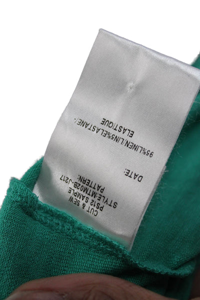 Lafayette 148 New York Womens Green Linen Blend Short Sleeve T-Shirt Size M