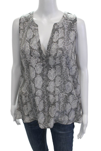 Joie Womens Sleeveless V Neck Silk Tunic Blouse Black Snake Print Size M