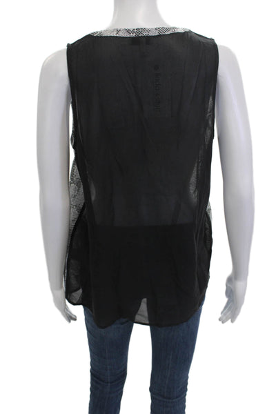 Joie Womens Sleeveless V Neck Silk Tunic Blouse Black Snake Print Size M