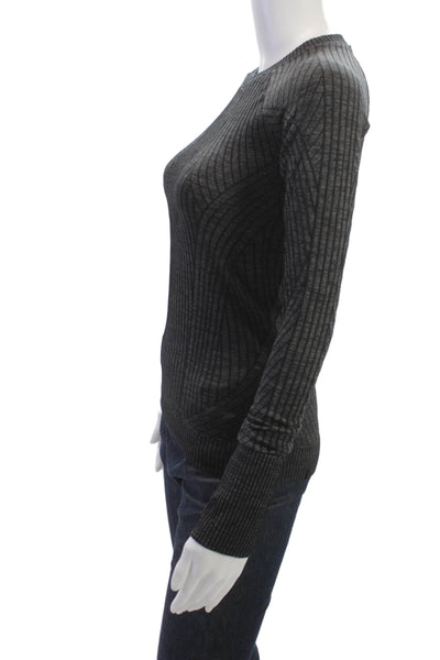 Lululemon Women Striped Dark Gray Pullover Sweaters Long Sleeve Crew Neck Size S