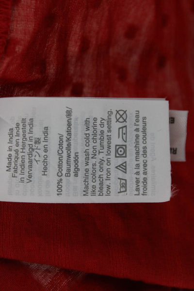 J Crew Women Red Polka Dot High Neck Button Up Blouse Long Sleeve Rayon Size XS