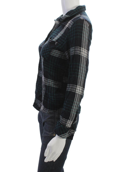 Rails Womens Plaid Collared Rayon Button Up Top Long Sleeve 90s Size M