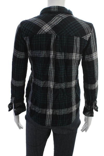 Rails Womens Plaid Collared Rayon Button Up Top Long Sleeve 90s Size M
